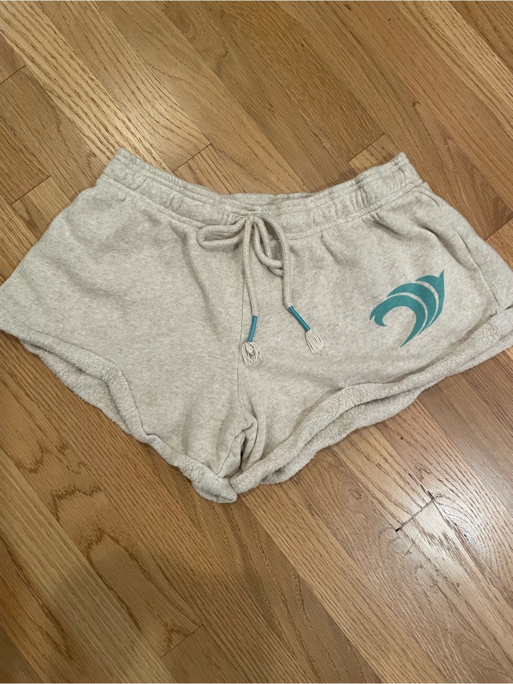 P.J. Salvage Cream Lounge Shorts with Teal Accent
